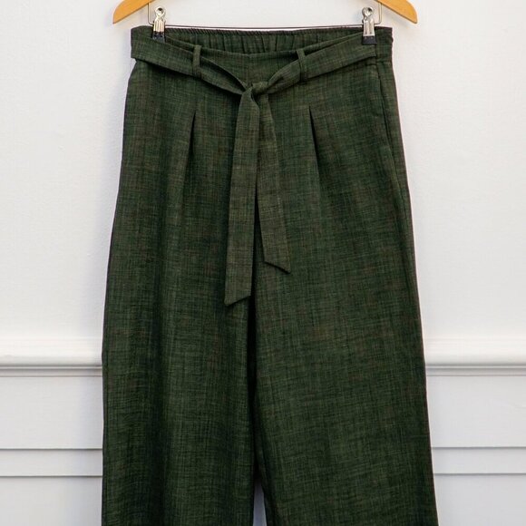 NWT Harlowe & Graham Forest Green Wide-Leg Trousers - Size S - Picture 2 of 4